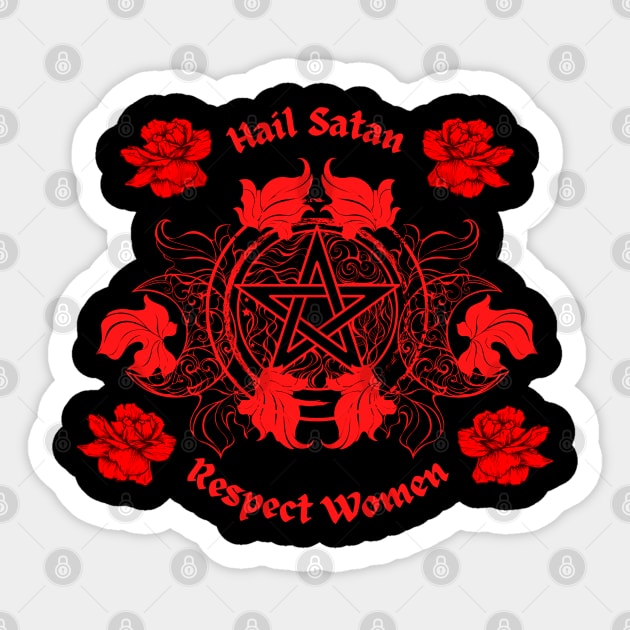 Hail Satan, Respect Women Sticker by LylaLace Studio